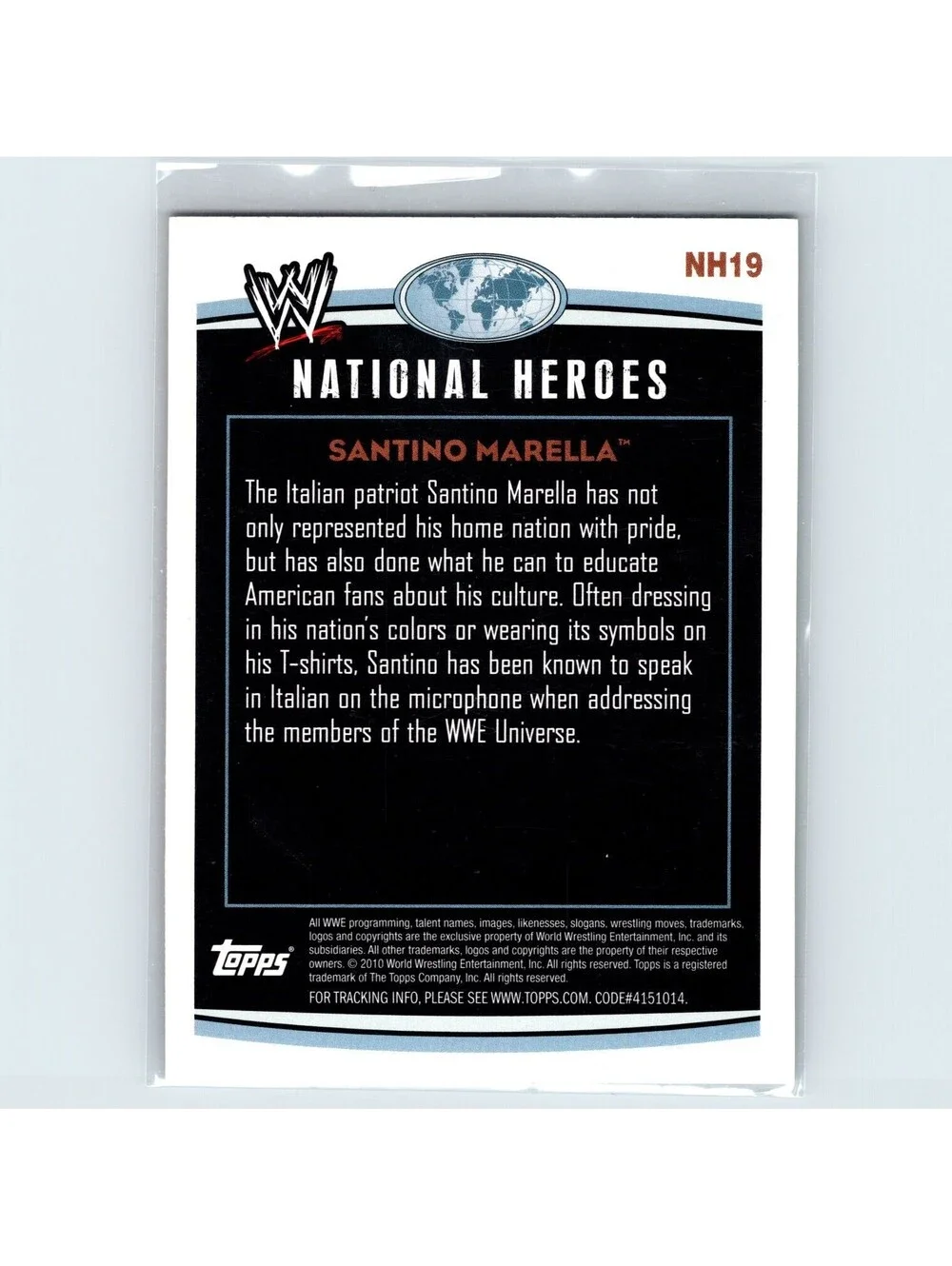 2010 Topps WWE Santino Marella #NH19 National Heroes